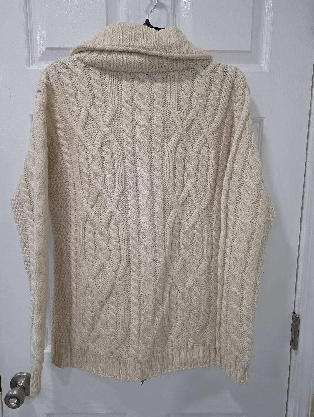 Aran Crafts Ireland 100% Merino Wool Full Zip Cable Knit Cardigan Sweater - Picture 4 of 8